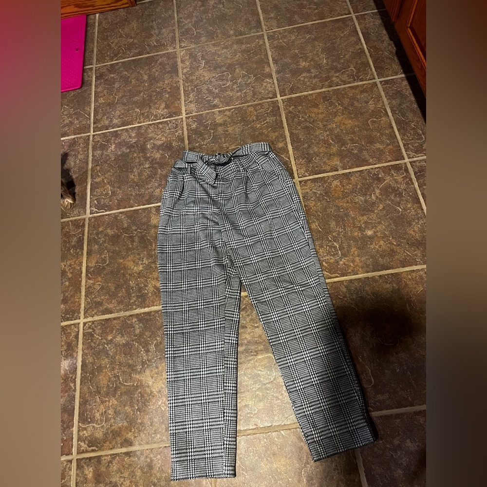 cute, white, and black pants